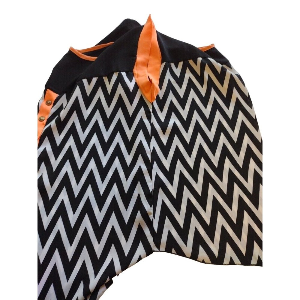 Absolute Angel Top Medium Rolled Cuff Open Back Zigzag Semi Sheer - Picture 10 of 10